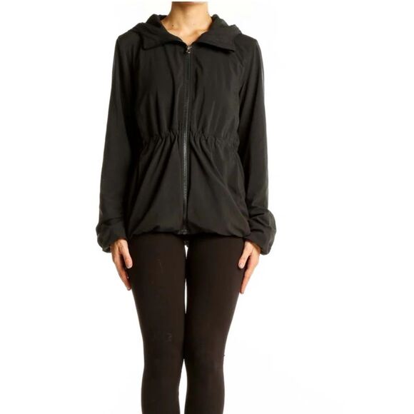 Lululemon Belle Jacket Black Hooded Zip Up Size 4 Lightweight Cinched Waist - Picture 2 of 14